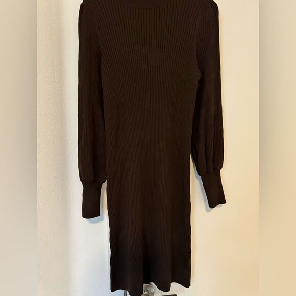 Banana Republic Puff-Sleeve Ribbed Sweater dress in Deep Brown. $119 **NEW** - Picture 2 of 7